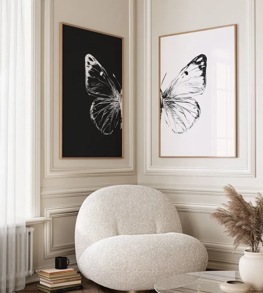 Black and White Sketch Butterfly Wall Art (A0)